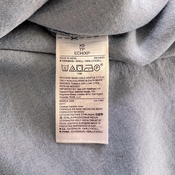 EUC Gap Flutter Sleeve Chambray Tencel Midi Shirt Dress - Med Indigo - Size XS - Picture 14 of 14